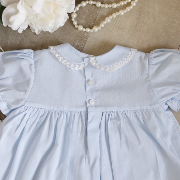 Blue Heirloom Dress Bunny Embroidery Lace Spring Portrait Feltman Brothers NWT - Picture 4 of 7